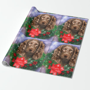 Papier Cadeau Guirlande de Noël d'épagneul de Boykin