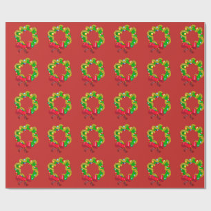 Papier Cadeau Guirlande de style bohème de Noël - texte de