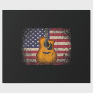 Papier Cadeau Guitar 4th of July Venin American Flag USA - Count