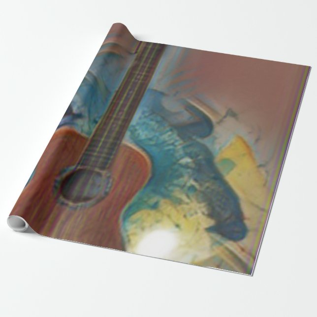 Papier Cadeau Guitare acoustique cool (Déroulé)