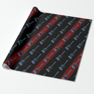 Papier Cadeau Guitare électrique moderne Cool noir rouge foncé