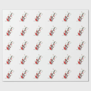 Papier Cadeau Guitare Électrique Père Noël Musique Amoureux de N