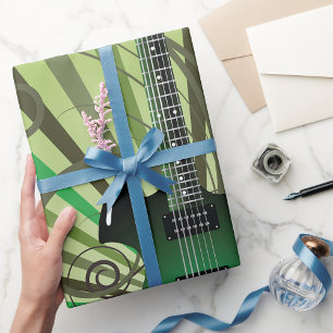 Papier Cadeau Guitare électrique verte
