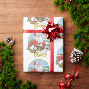 Papier Cadeau Guitare Jouant au Père Noël Noël