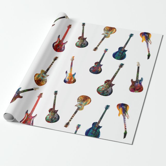 Papier Cadeau Guitares colorées (Déroulé)