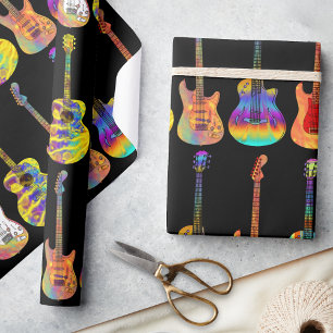 Papier Cadeau Guitares colorées
