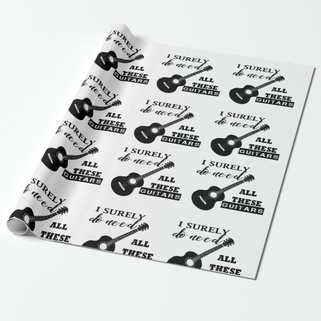Papier Cadeau Guitares électriques et acoustiques Note de musiqu (Déroulé)
