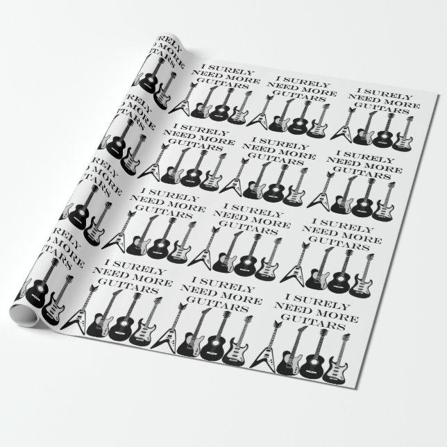 Papier Cadeau Guitares électriques et acoustiques Note de musiqu (Déroulé)