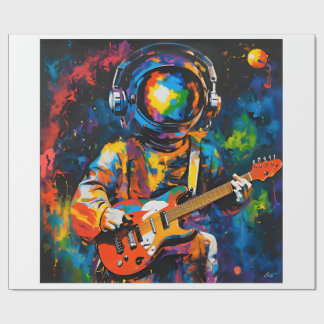 Papier Cadeau guitariste astronaute