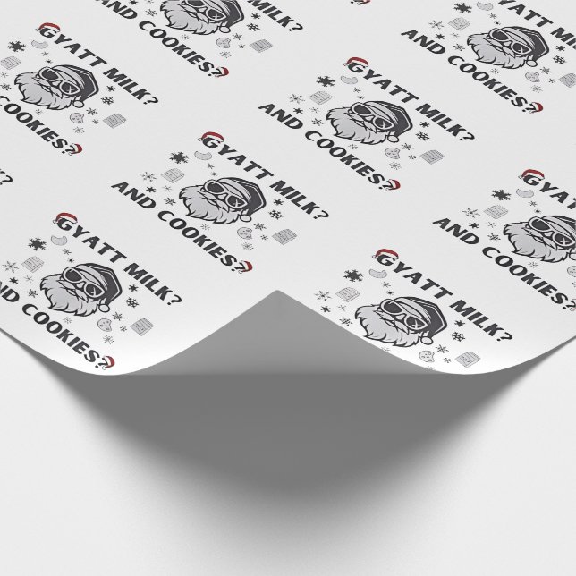 Papier Cadeau Gyatt Lait et cookies Funny Père Noël Gen Alpha (Coin)