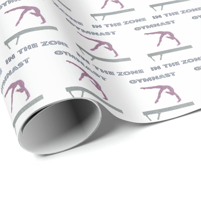 Papier Cadeau Gymnaste Dans La Zone Balance Poutres Gymnastique (Coin rond)