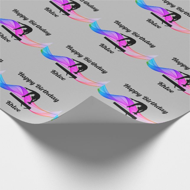 Papier Cadeau Gymnastique Anniversaire Gris Papier (Coin)