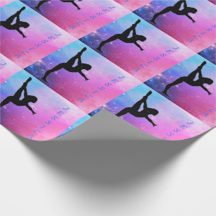 Papier Cadeau Gymnastique Rose & Bleu Nom personnalisé Papier d'