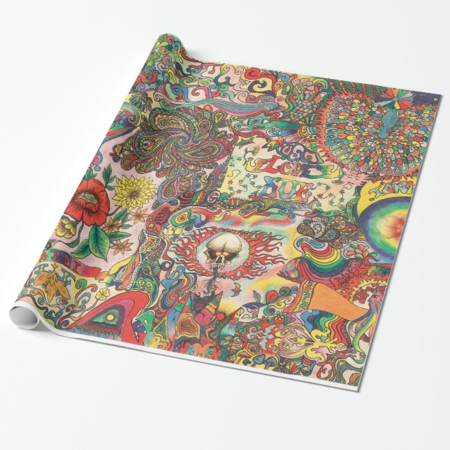 Papier Cadeau H081 1969 psychédélique (Déroulé)