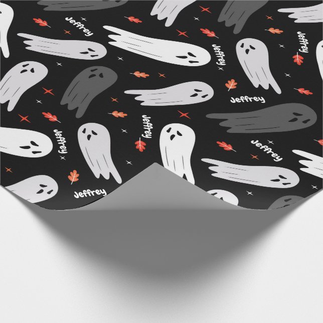 Papier Cadeau Halloween Anniversaire Fantômes Ajouter un nom Per (Coin)