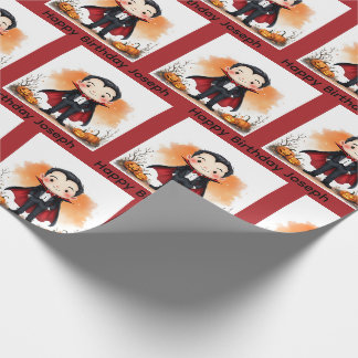 Papier Cadeau Halloween Anniversaire Personnaliser Nom Vampire B
