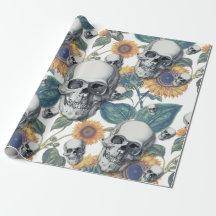 Halloween avec crânes et tournesols Motif