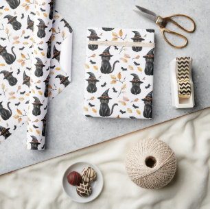 Papier Cadeau Halloween Chat noir Motif - Chat de cuisine