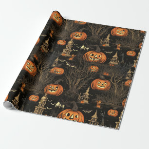 Papier Cadeau Halloween Citrouille Dark