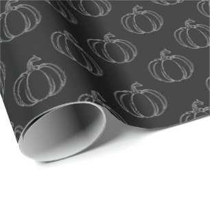 Papier Cadeau Halloween Citrouille en argent