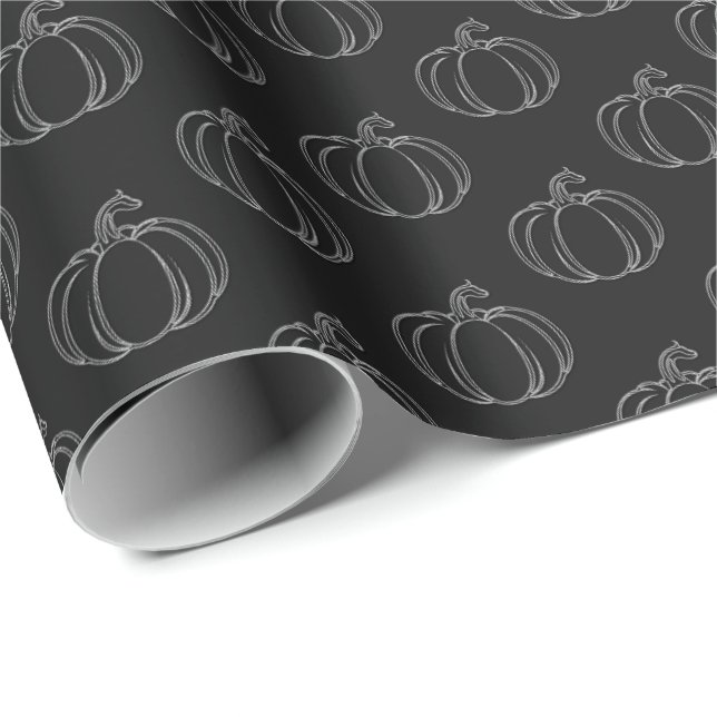 Papier Cadeau Halloween Citrouille en argent (Coin rond)