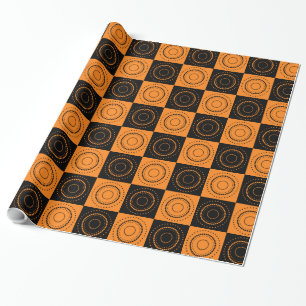 Papier Cadeau Halloween Concentré Orange et Pois noirs