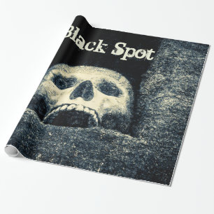Papier Cadeau Halloween Crâne noir point