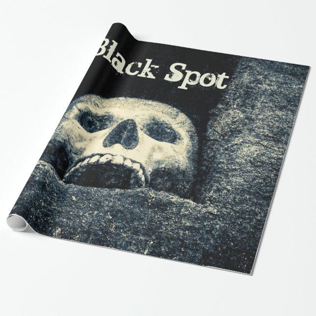 Papier Cadeau Halloween Crâne noir point (Déroulé)