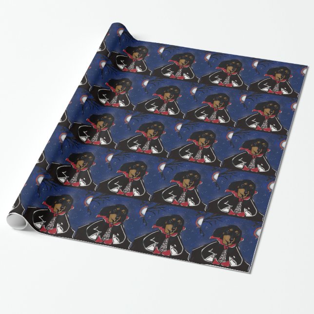 Papier Cadeau Halloween Dachshund (Déroulé)