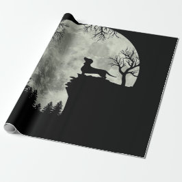Papier Cadeau Halloween Dachshund Et Lune