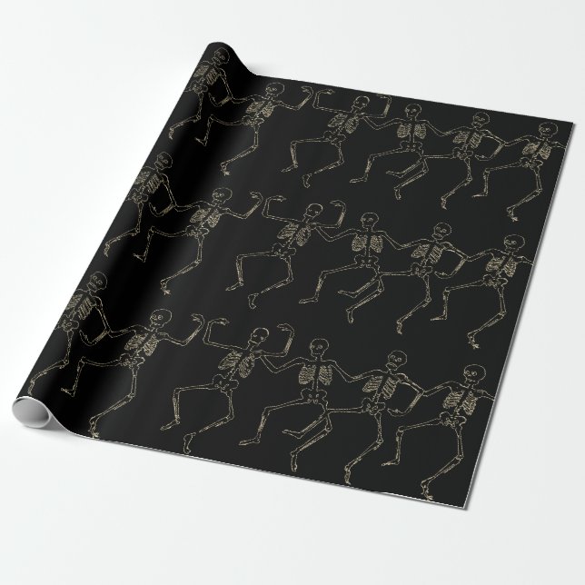 Papier Cadeau Halloween Dancing Skeletons (Déroulé)