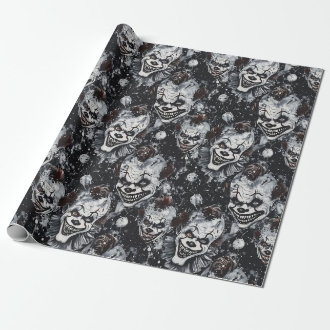 Papier Cadeau Halloween Déplaisant Clown saison Éffrayante (Déroulé)