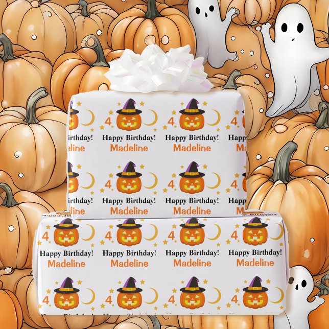 Papier Cadeau Halloween Enfants Nom de l'anniversaire de l'enfan (Créateur téléchargé)