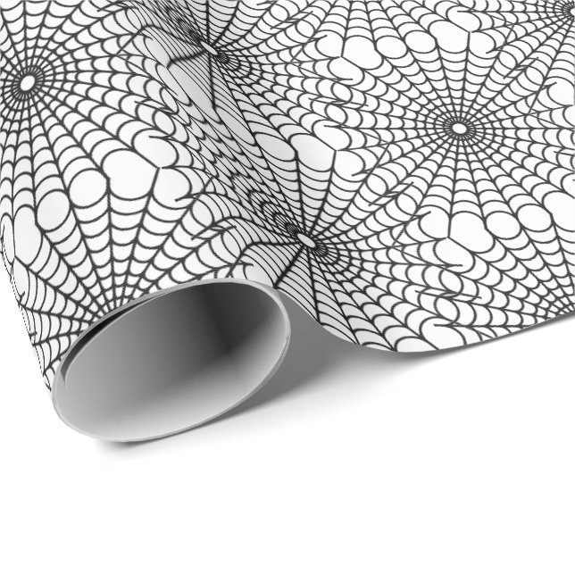Papier Cadeau Halloween enveloppant papier-araignée Webs (Coin rond)
