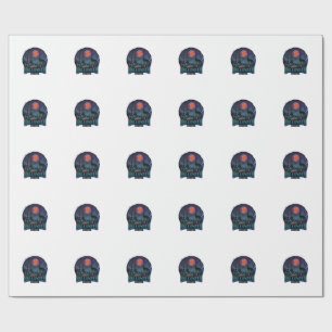 Papier Cadeau Halloween Est Hurlement Loup Lune Rouge Main Zombi