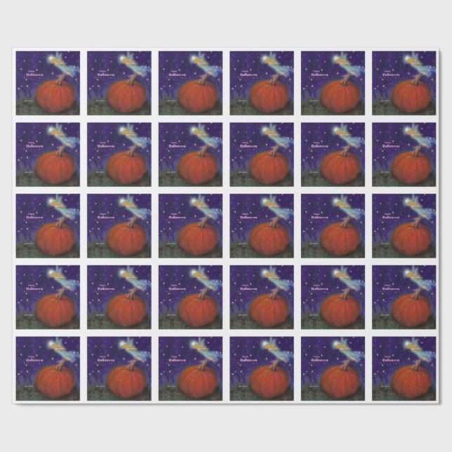 Papier Cadeau Halloween fée grand Citrouille personnalisé (Couture)