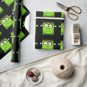 Papier Cadeau Halloween Frankenstein Papier d'emballage de vacan