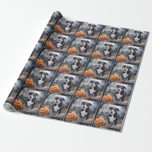 Papier Cadeau Halloween Grand Suisse avec citrouilles effrayant