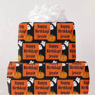 Papier Cadeau Halloween Joyeux Anniversaire Personnaliser Nom Ci