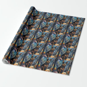 Papier Cadeau Halloween Kelpie Australien avec citrouilles effra