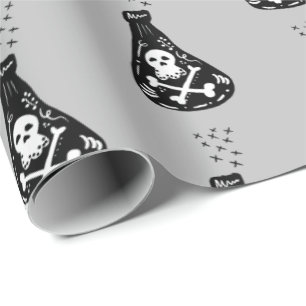 Papier Cadeau Halloween mignonne squelette poison Bouteille Éffr