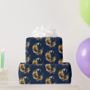 Papier cadeau Halloween motif croissant de lune no