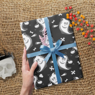 Papier Cadeau Halloween Motif des mignons fantômes