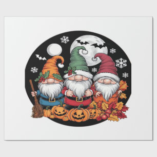 Papier Cadeau Halloween Noël Gnomes de Thanksgiving T- classique