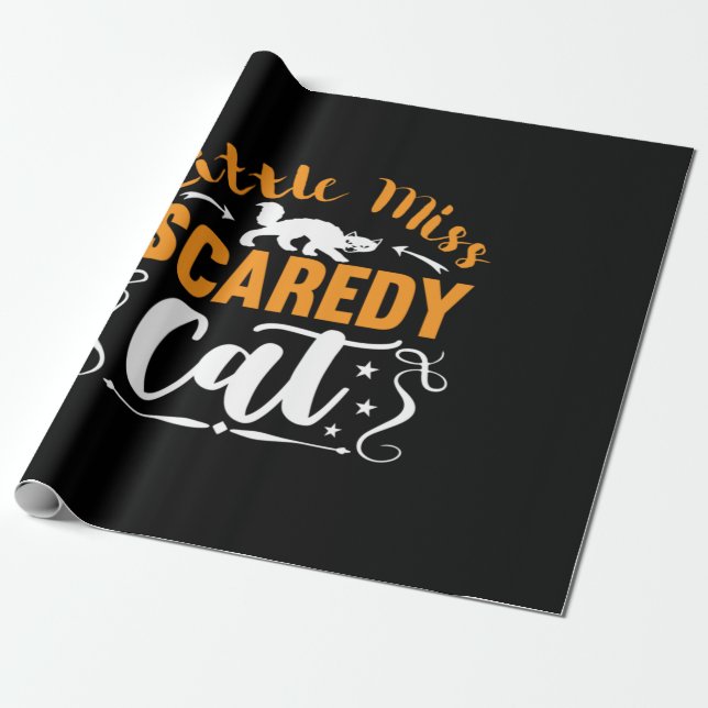 Papier Cadeau Halloween Petite Miss Chat Peur Anniversaire (Déroulé)