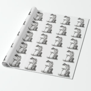 Papier Cadeau Halloween squelette assis anatomie