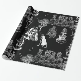 Papier Cadeau halloween squelette toile rococo antique crâne