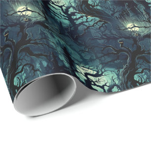 Papier Cadeau 💀 Halloween 🌲 "Twisted Midnight Grove" 🌲