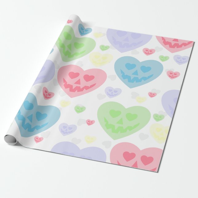 Papier Cadeau halloween valentine pastel goth Coeurs déplaisants (Déroulé)