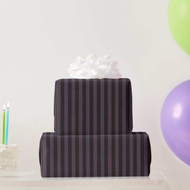 Papier Cadeau Halloween violet noir Motif des rayures (Cadeaux de fête)